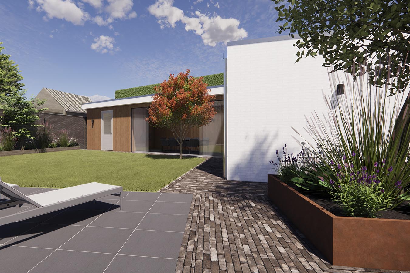 Studio Nanaa_tuinontwerp overkapping Helmond 001 Tuinontwerp cortenstaal, overkapping, Helmond | Ontwerpstudio Nanaa