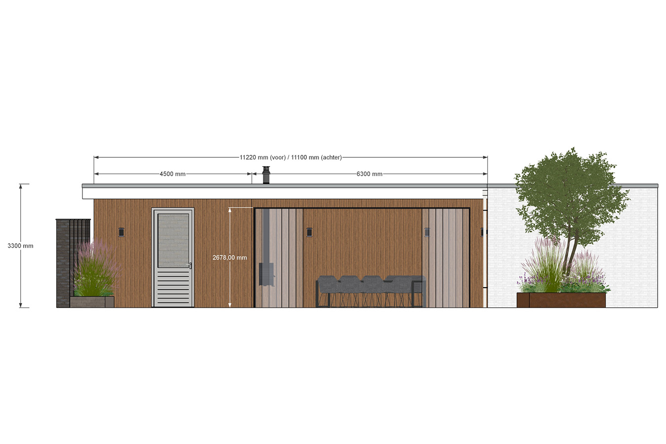 Modern tuinontwerp aan praktijkruimte | Ontwerpstudio Nanaa