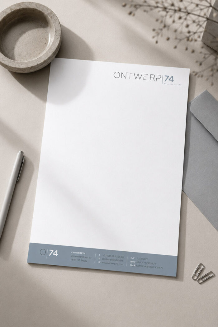 Branding briefpapier interieurarchitect Ontwerp74 | Ontwerpstudio Nanaa